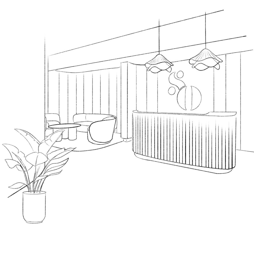 Rendering eines Büros zur Symbolisierung der Philosophie von Raumkonzepten bei so:concepts